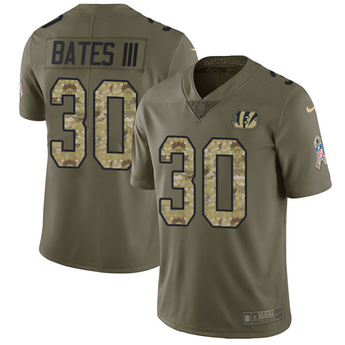 Nike Bengals #30 Jessie Bates III Olive/Camo Men's Stitched NFL Limited Salute To Service Jersey